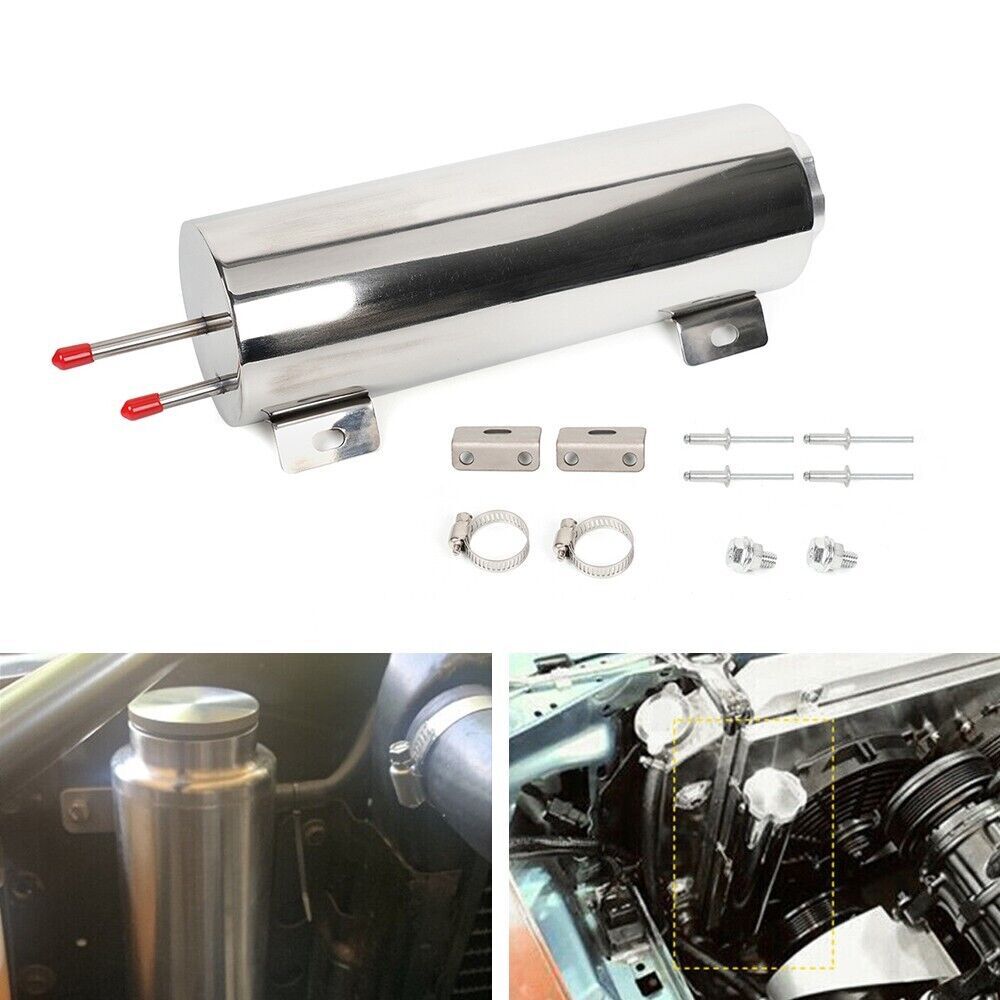 3 X 10 32OZ Polished Stainless Steel Radiator Coolant Over Flow Puke Tank Can