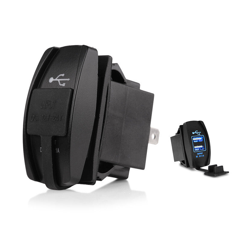 Dual USB Port Fast Charger Socket Power Outlet Panel 12V 24V Motorcycle Car RV