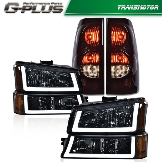 Suitable for 2003-2006 Silverado models. Amber LED DRL headlights + taillights with black housing.