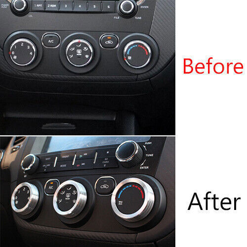 Console AC Switch Control Button Ring Trim for Kia K3 2014-2018 Silver Aluminum