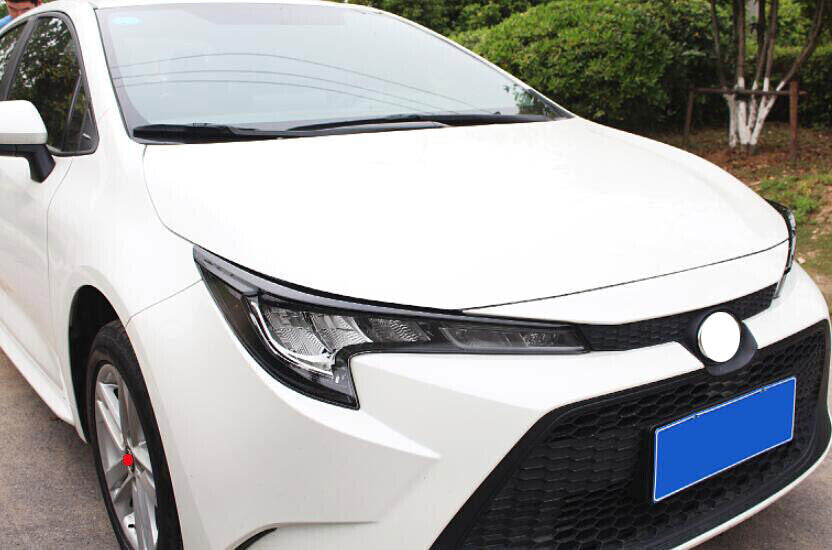for Toyota for Corolla 2020-23 Black ABS Headlight Front Light Eyelid Cover Trim 2Pc