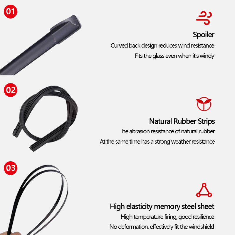 24-inch + 16-inch windshield wiper J-hook, frameless, bracketless, all seasons