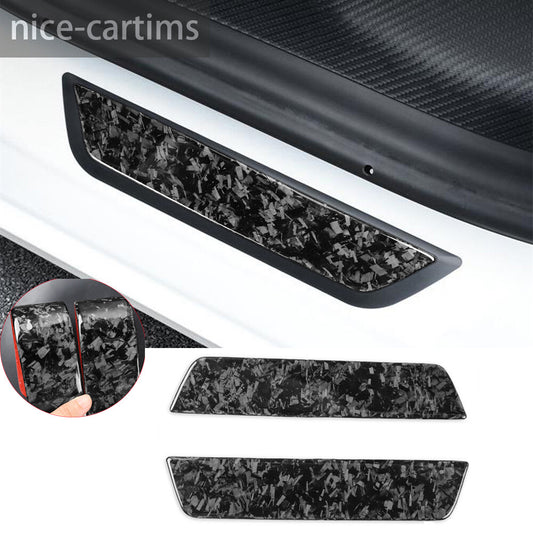Forged Carbon Fiber Rear Door Sill Scuff Guard Cover for Tesla Model 3 Y 2017-23