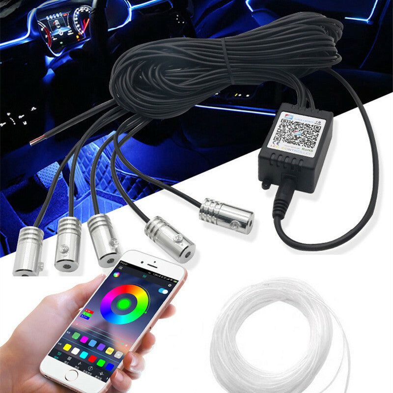 Car RGB Ambient Light Mood Lamp Sound Sensor Bluetooth Wireless Strip LED 12V 6M