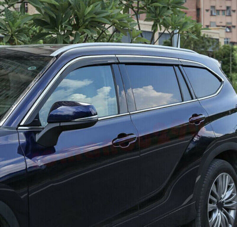 for Toyota Highlander 2020-2024 Window Visor Vent Shield Sun Rain Guard W/Chrome