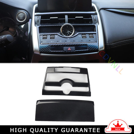 Central Console AC Button Cover Decor Fit for Lexus NX 15-20 Black Carbon Fiber