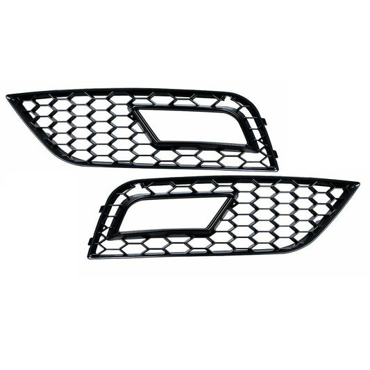 2x Front Grille Fog Light Cover Lamp Grill For 2013-2016 for Audi A4 B8.5 Honeycomb