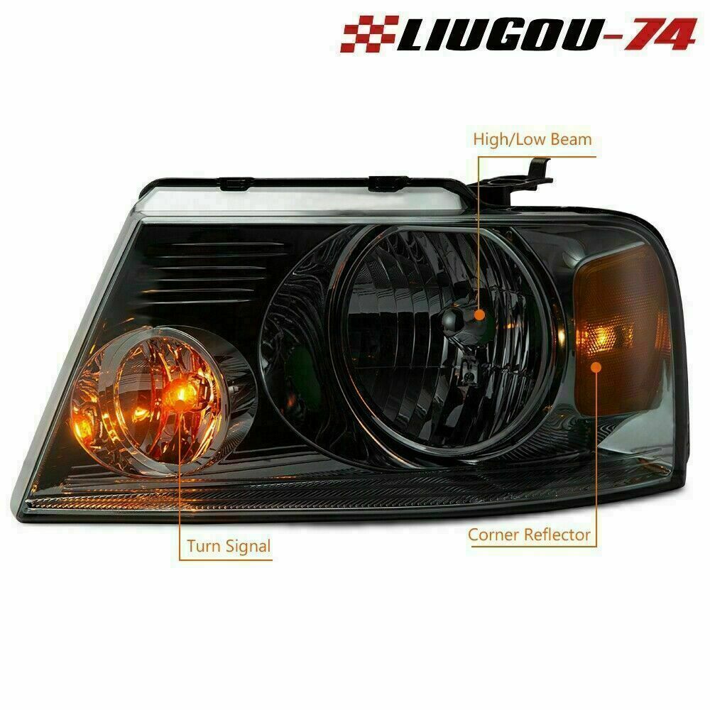 Headlights suitable for 04-08 for Ford F-150 F150 pickup smoke lens amber corner pair new