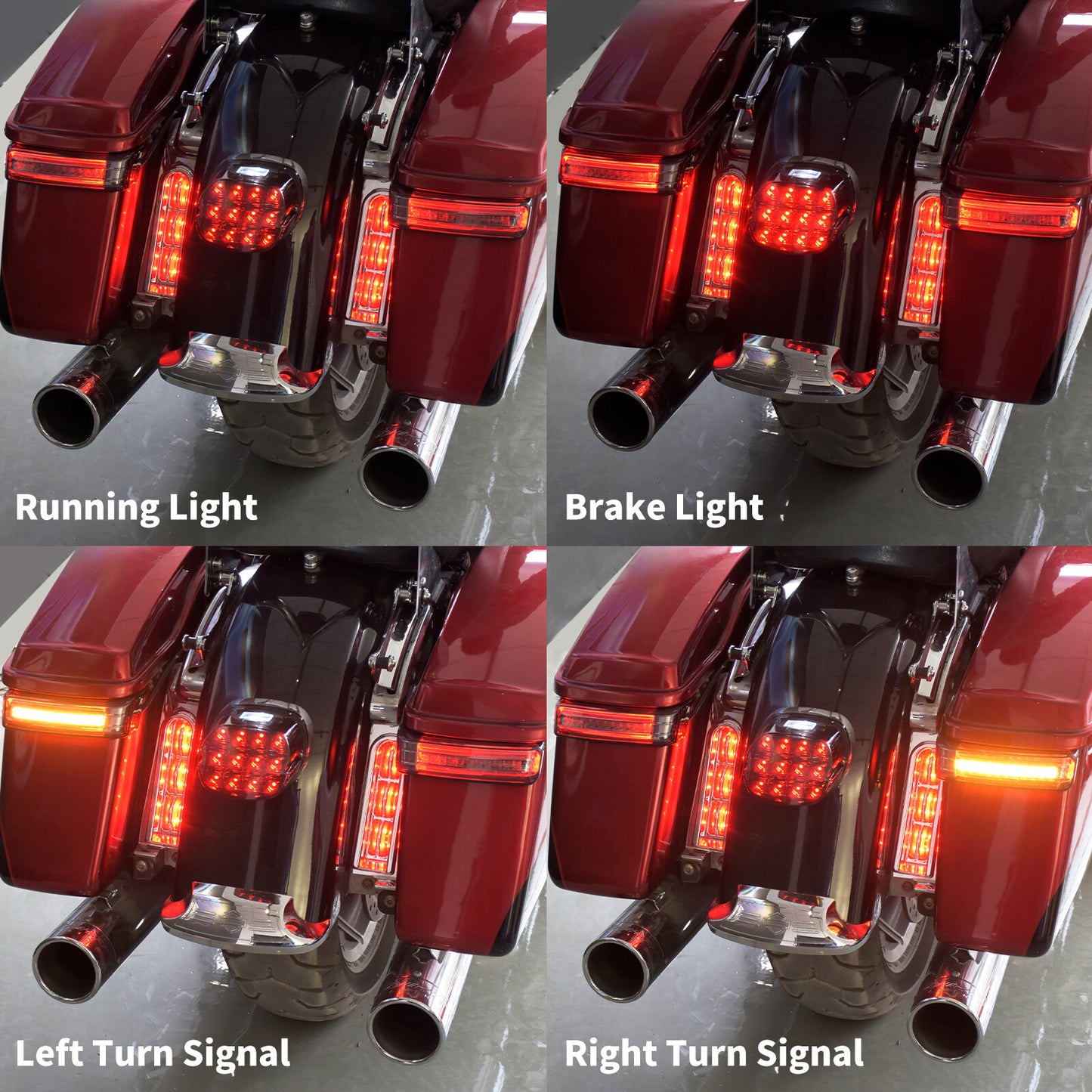 Chrome Saddlebag LED Turn Signal Brake Lights w/ Smoke Lens for Harley Touring