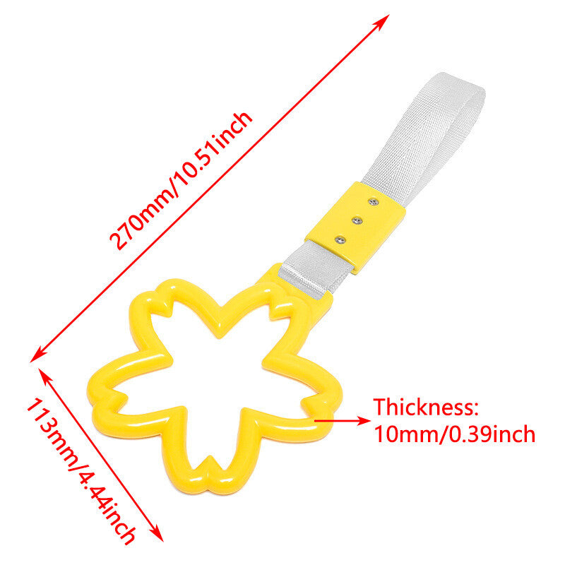 Yellow Car Warning Handle Strap Subway Bus Cherry Blossom Tsurikawa Ring JDM