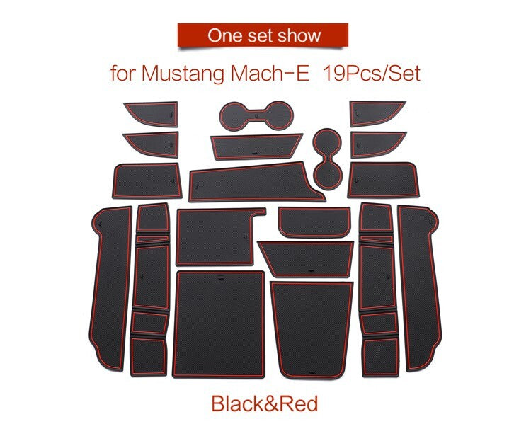 Car Gate Slot Cup Mat for Ford for Mustang Mach-E 2021 2022 Anti-Slip Mats Red