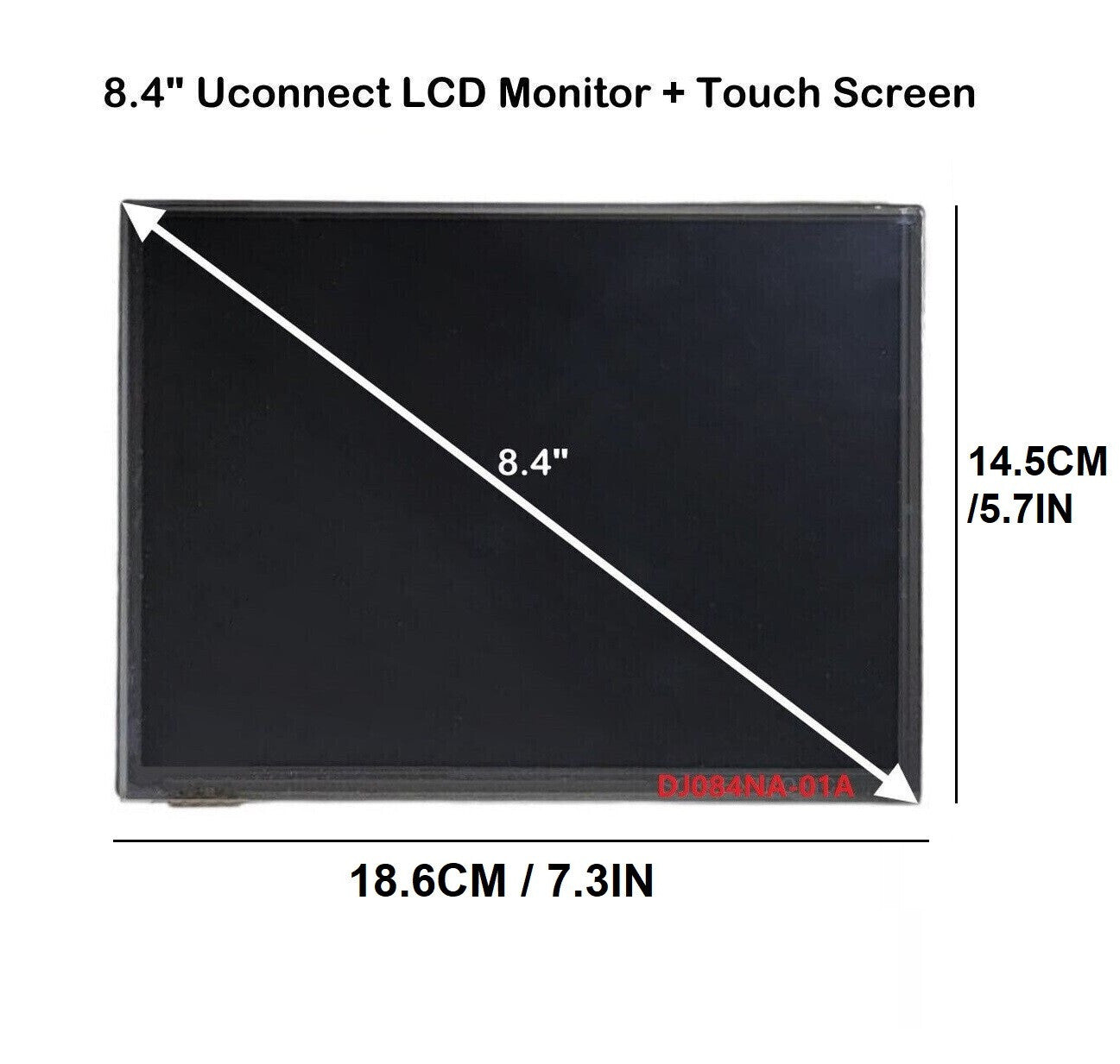 Replacement for 14-17: 8.4-inch Uconnect 3C VP3 LCD screen, touchscreen, radio, and navigation.