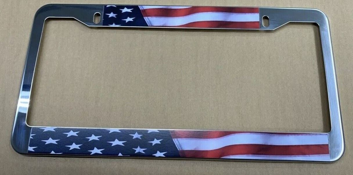 Car license plate frame cover, rear trunk, American flag chrome plating, suitable for Ram 1x