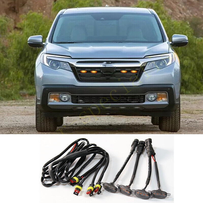 for Honda Ridgeline 2017-2024 smoke Style Grill LED Marker Light Kit