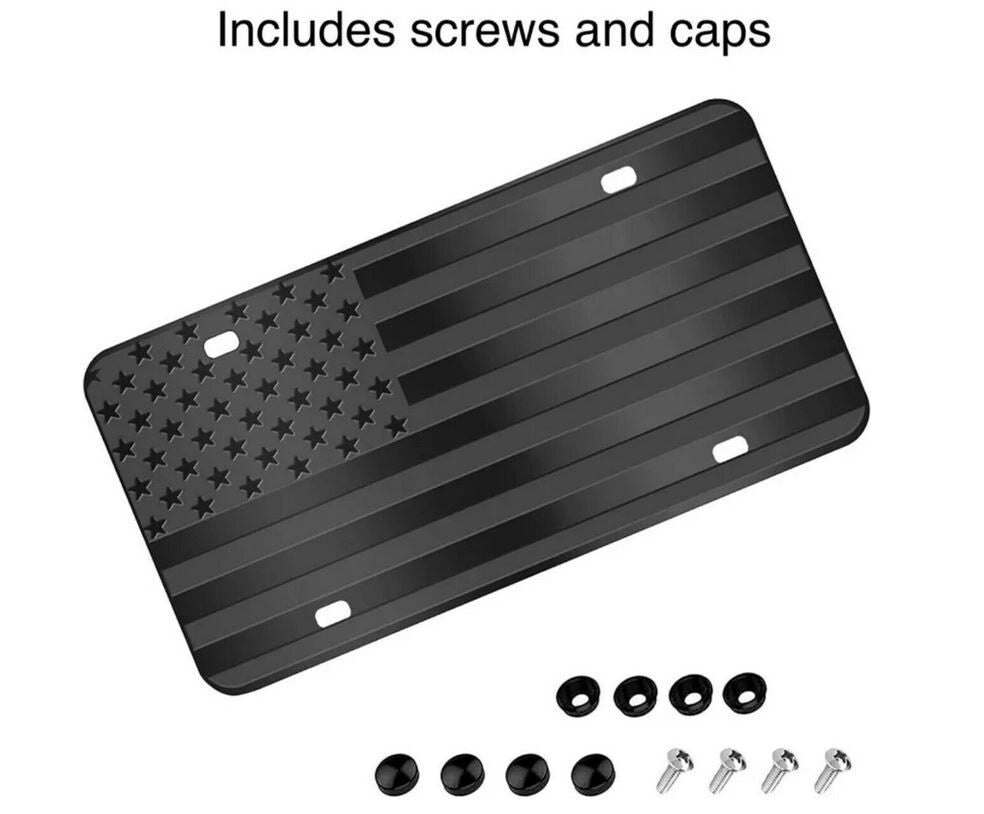 Car license plate front and rear cover, trunk boot, black American flag, suitable for Chrysler 12x6