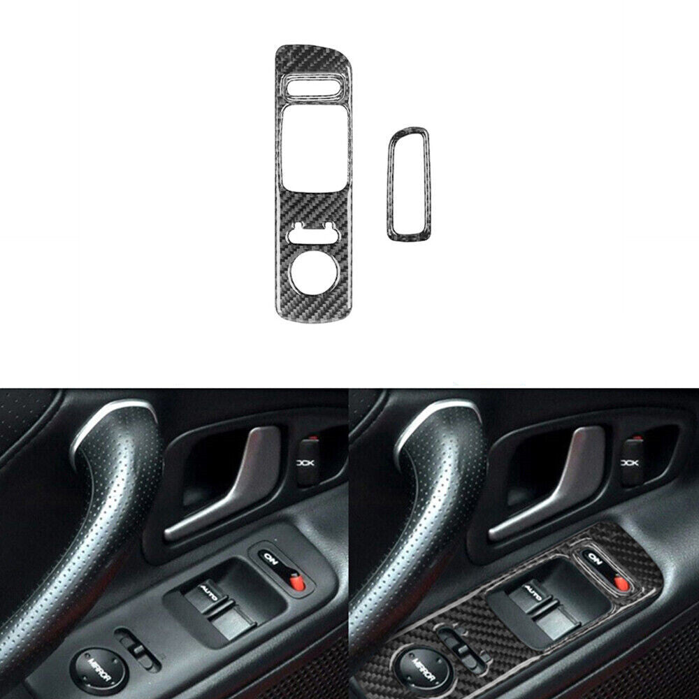 2Pcs Carbon Fiber Window Switch Lift Panel Cover Trim for Honda S2000 2004-2009