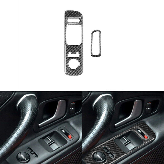 2Pcs Carbon Fiber Window Switch Lift Panel Cover Trim for Honda S2000 2004-2009