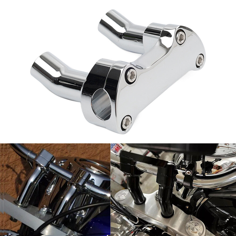 Top Cover 3.5 Handlebar Risers Clamp Chrome for Harley Dyna Softail Sportster