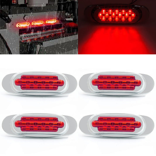 4pcs 6.5 Red 16LED Truck Marker Light Side turn for Peterbilt Chrome 16 LED 12V
