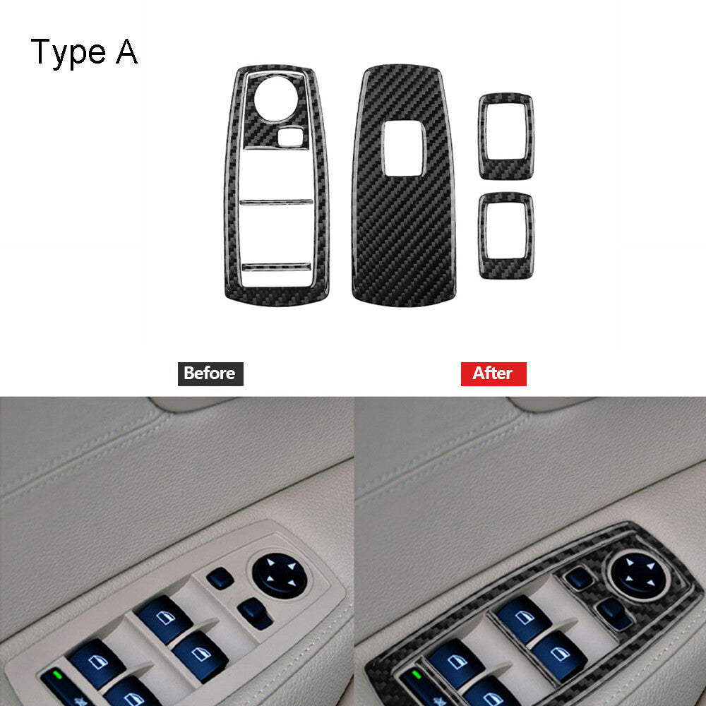 Carbon Fiber Power Window Switch Trim Type A for BMW X3 2004-2010