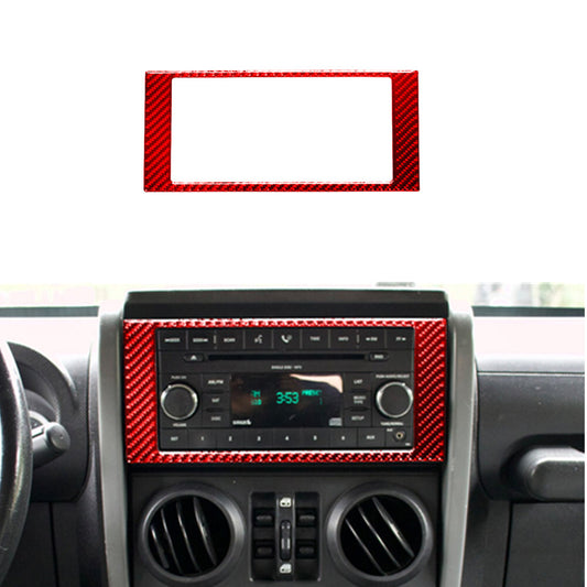 Red Carbon Fiber Radio Surround Control Frame Trim for Jeep for Wrangler 2007-2010