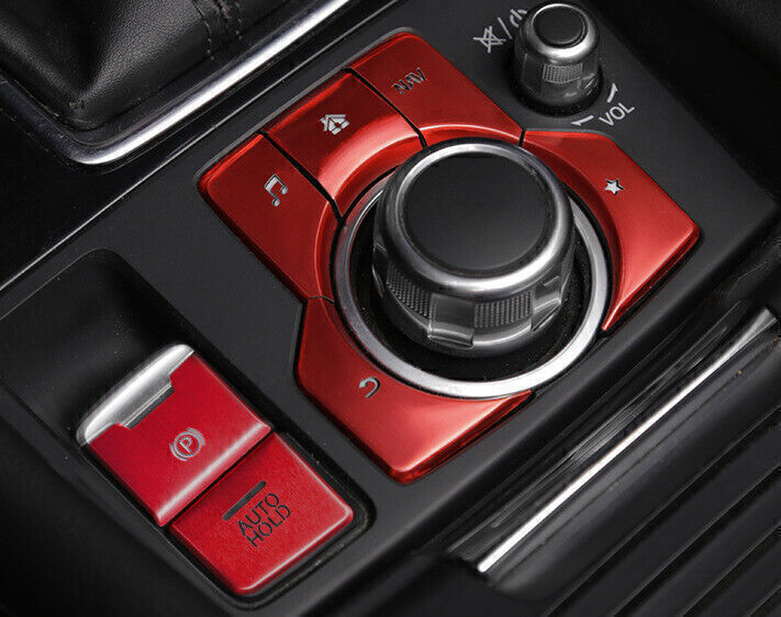 7X Red Alloy Center Console Multimedia Cover Sticker Trim for Mazda CX-5 2017-24