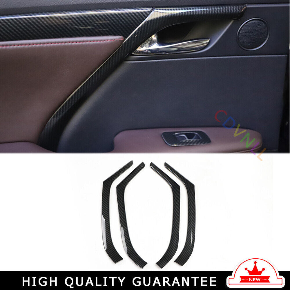 Inner Door Panel Cover Trim Decoration Fit for Lexus RX 16-20 Black Carbon Fiber