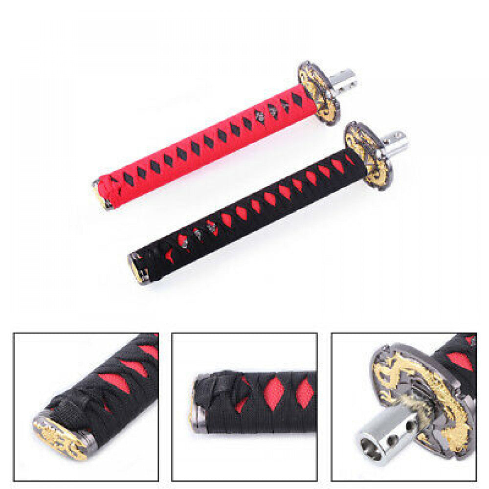 JDM Samurai Sword Gear Shift Knob Shifter Katana 26cm Metal Black+Red Universal