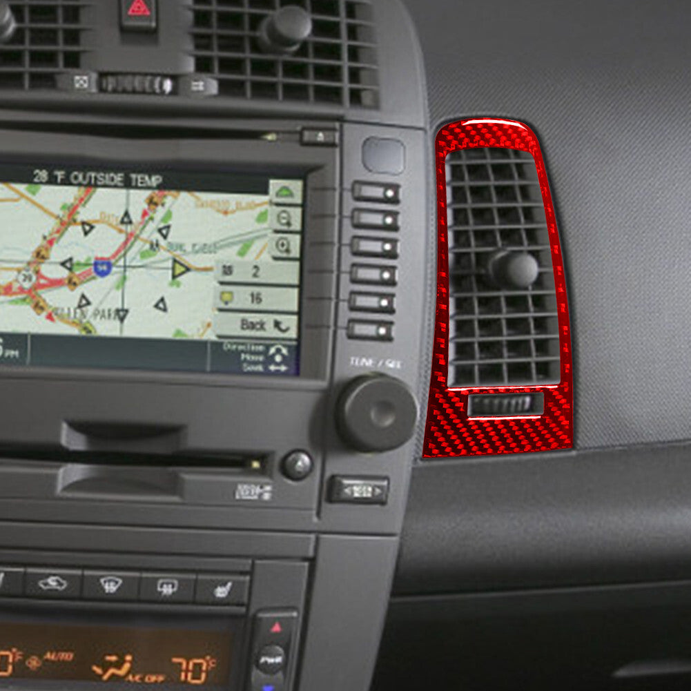 Red Carbon Fiber Air conditioner outlet Sticker Trim for Cadillac CTS 2003-2007