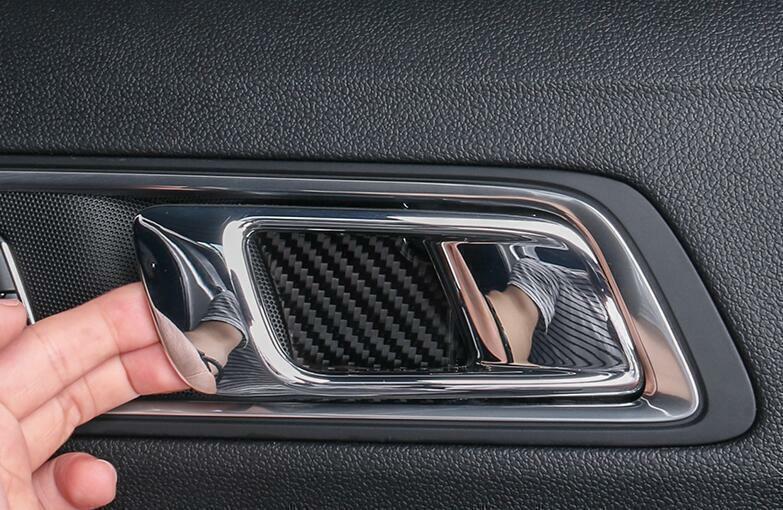 for Ford Explorer 2011-2019 Carbon Fiber Vinyl Inner Door Bowl Cover Trim 4PCS