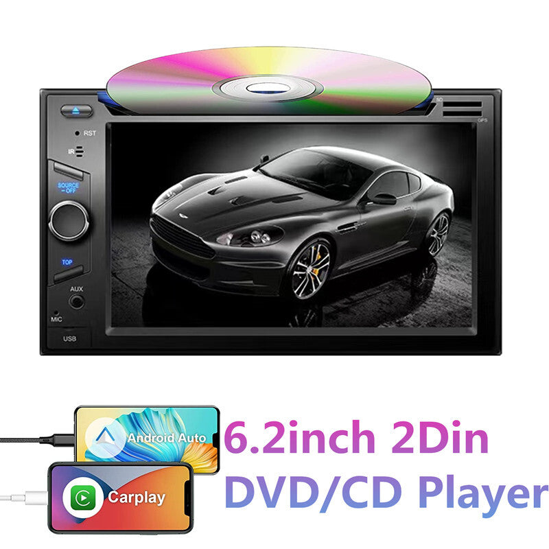 Car Radio Stereo Navi DVD CD 6.2 HeadUnit Multimedia For Carplayer Android Auto