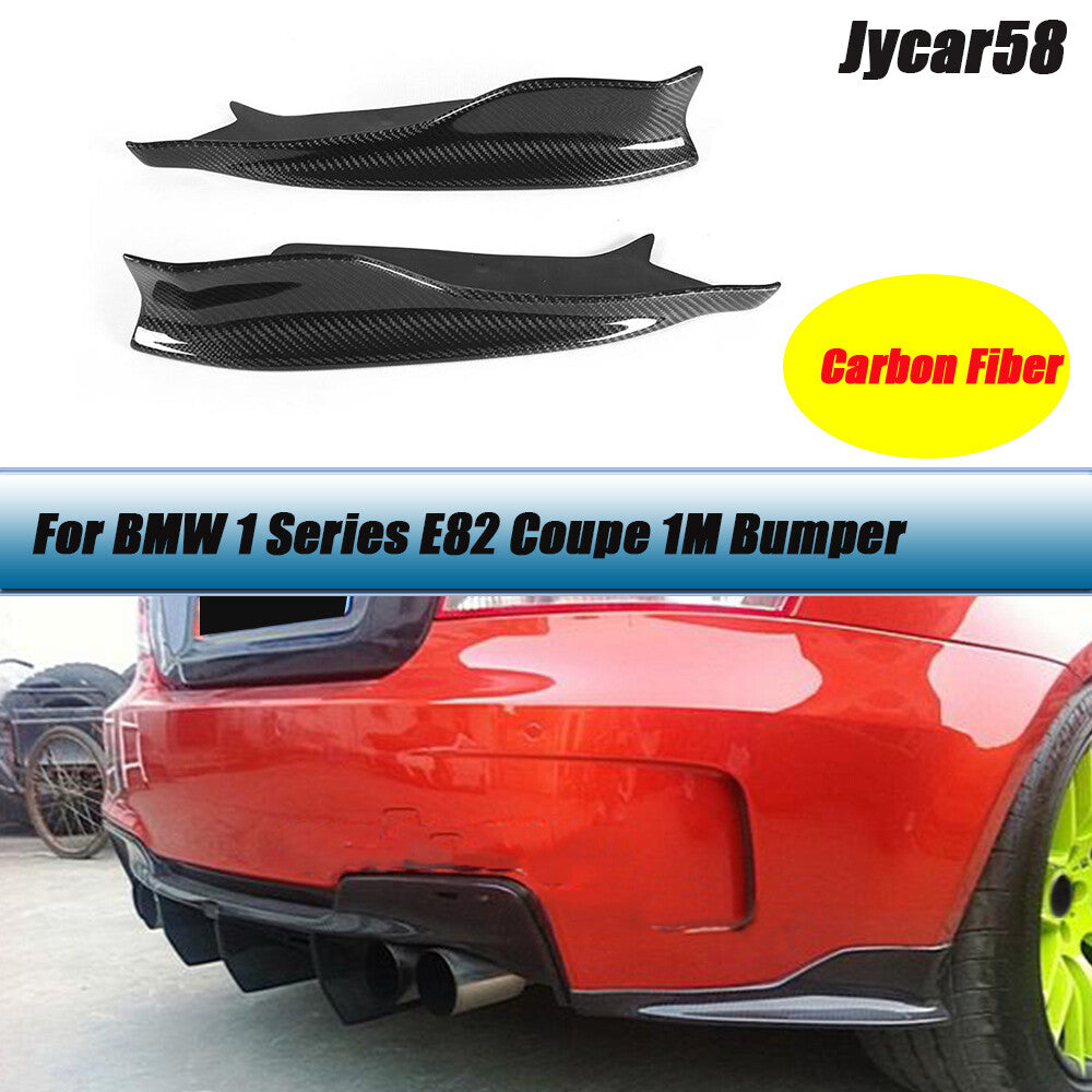 For BWM E82 1 Series 1M 11-13 Rear Bumper Splitters Lip Side Flaps Carbon Fiber