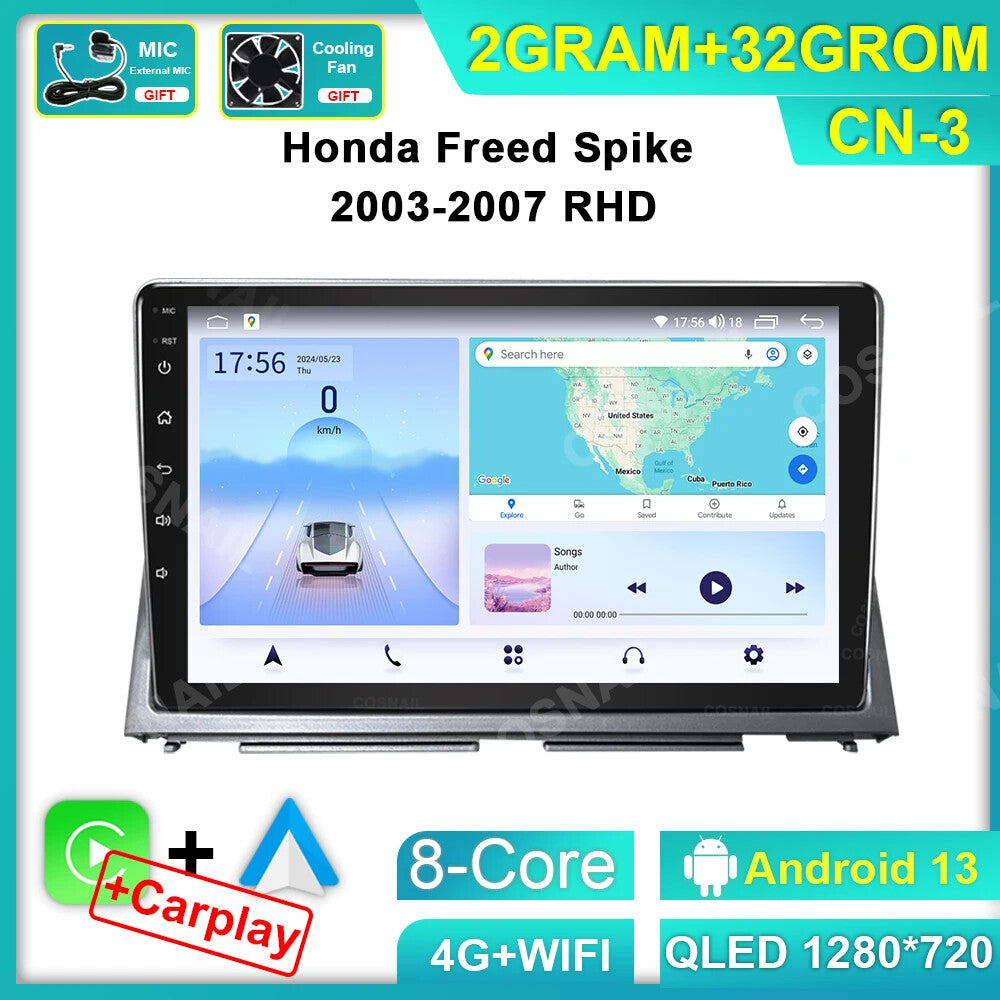 for Honda Freed Spike 2003-2007 CarPlay Car Radio GPS Stereo Video Player Screen