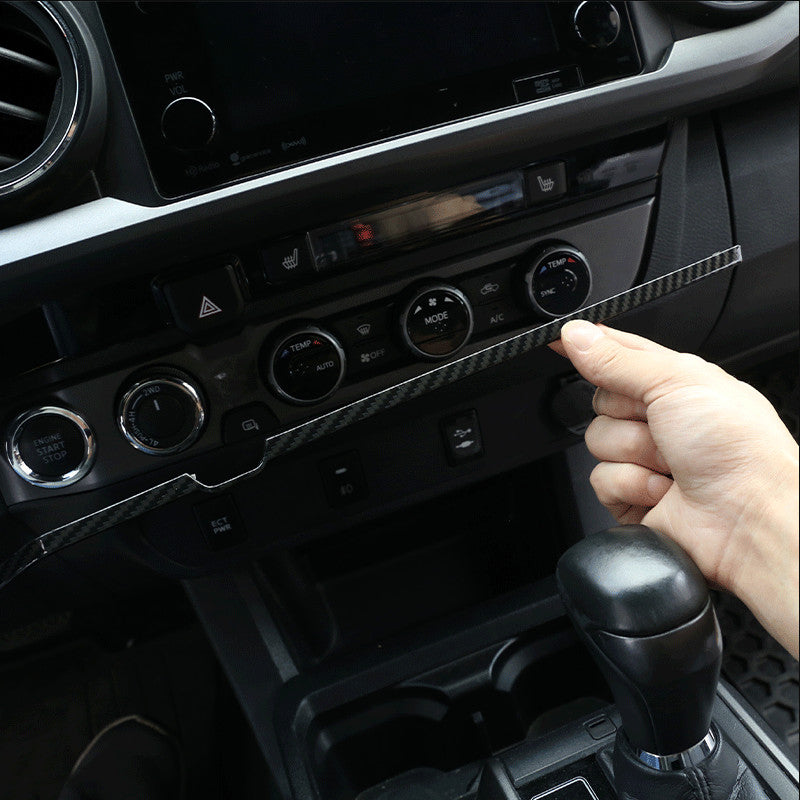 Carbon fiber dashboard console protective cover trim, 1 piece, fits for Toyota Tacoma 2016 - 2023