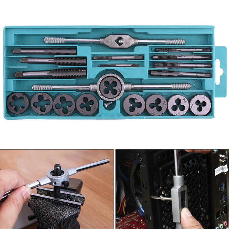 Car 20x Tool Kit Metric Adjustable Taps Dies Wrench Handle Tap Die M3-M12 Screws