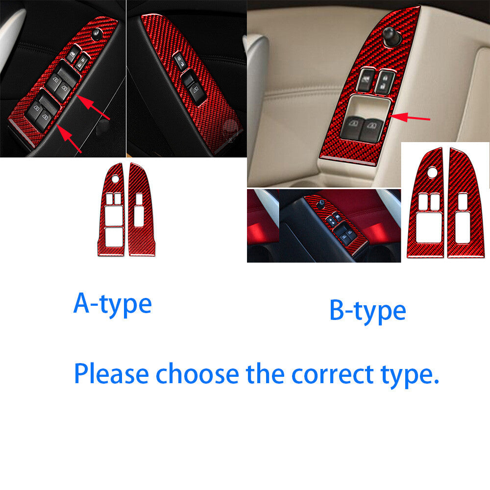 Red Carbon Fiber Window Lift Switch Panel Trim for Infiniti G37 2-Door 2010-2013