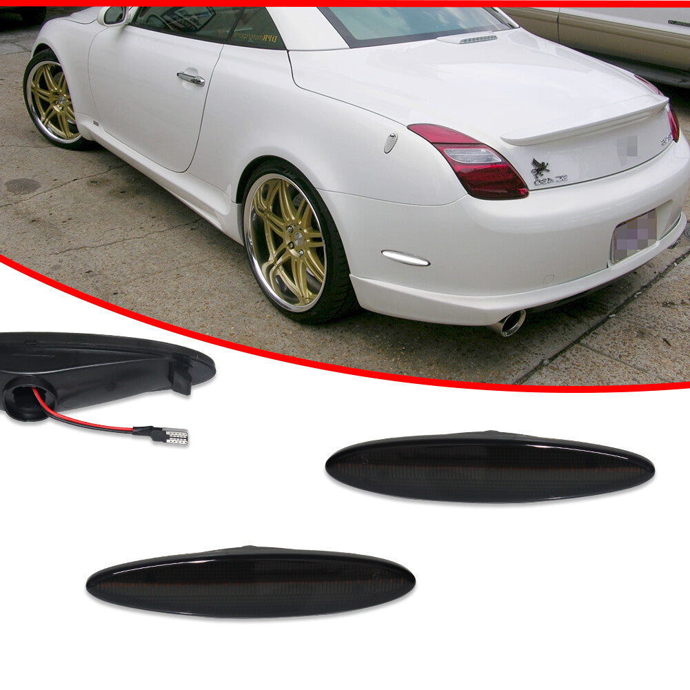 Smoke-white LED front/rear fender side marker lights for Lexus SC430 2002-2010