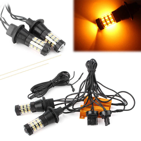 T20 7440 4014 60SMD Dual Color Switchback 12V Turn Signal Light Bulbs