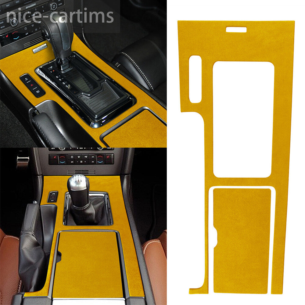 Suede Yellow Center Console Gear Shift Box Panel Trim for Ford for Mustang 2009-2013
