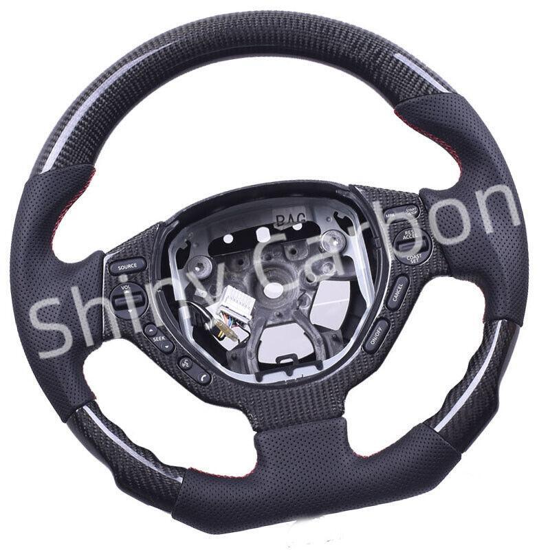 Glossy carbon fiber steering wheel cover with CFTrim for Nissan GT-R R35 2007-2016