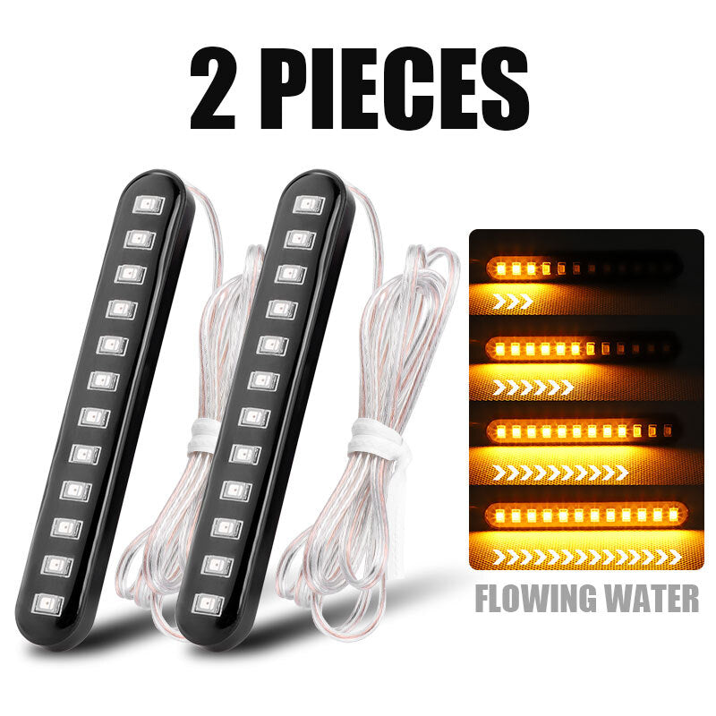 2X Sequential Flowing Motorcycle LED Strip Turn Signal Amber Light Tail Blinker