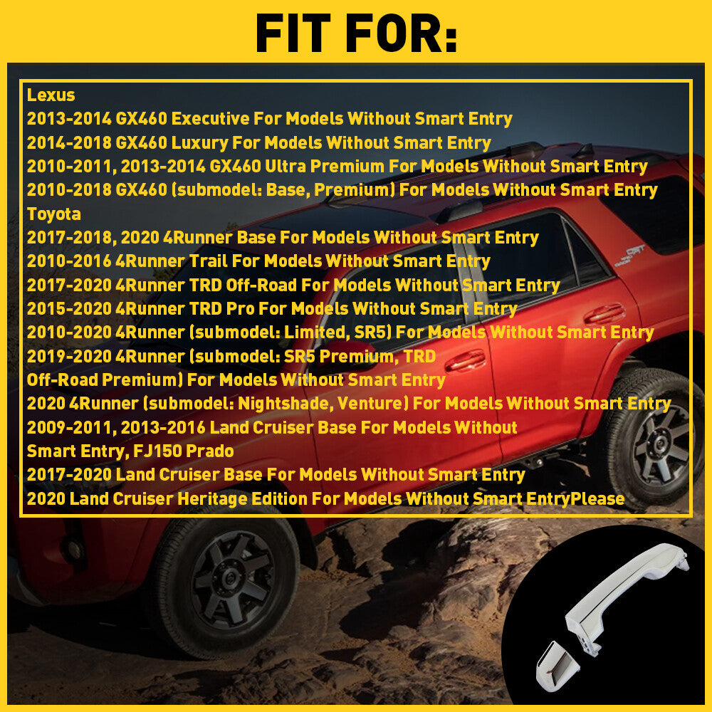 Chrome-plated rear left or right door panel handles for 2015-2020 for Toyota 4Runner TRD Pro