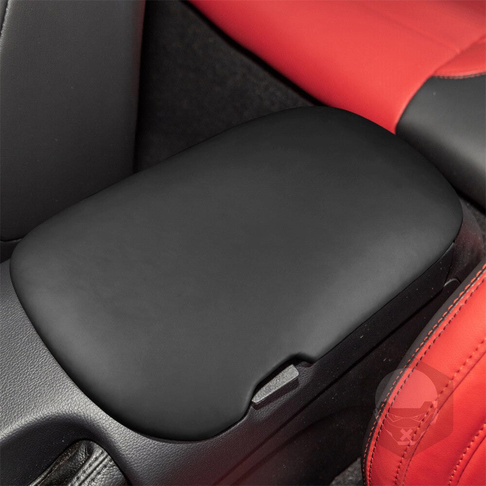 PU Leather Dark Gray Center Console Armrest Box Cover for Ford for Mustang 2015-2023