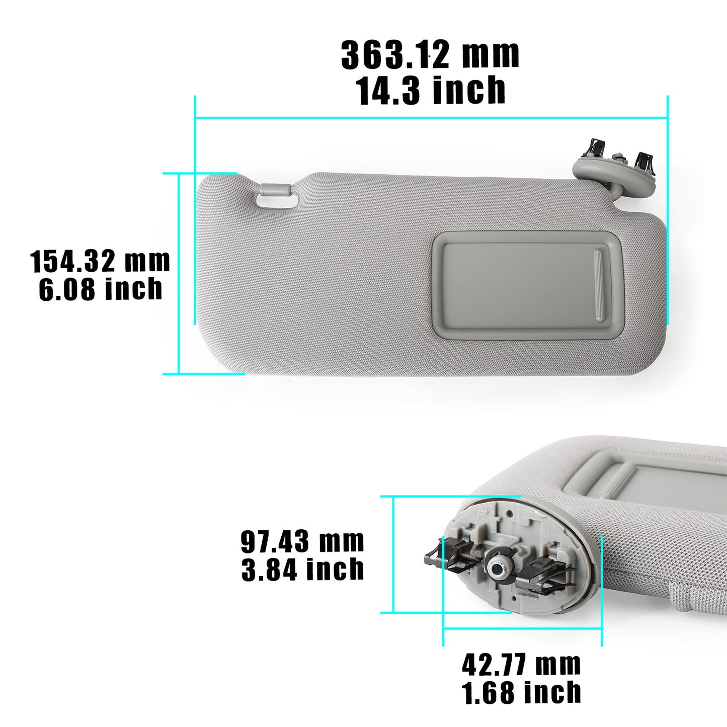 Right passenger side sun visor, gray, 74310-12L80-B0, suitable for Toyota for Corolla 09-13
