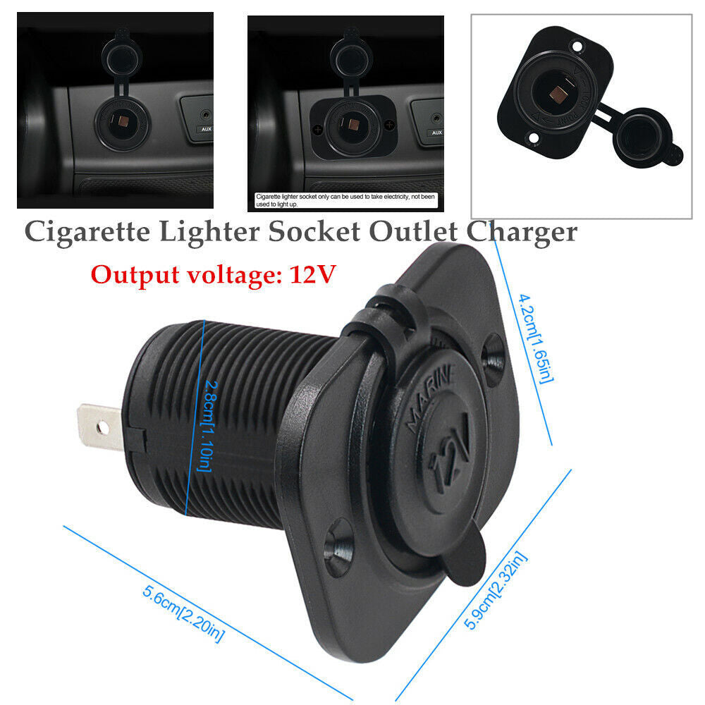 12V Waterproof Cigarette Lighter Socket, Socket Charger, Power Adapter, Plug (1 Piece)