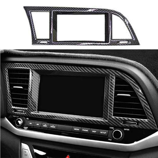 for Hyundai for Elantra 2017-2018 Carbon Fiber Central Console Navigation Frame Trim