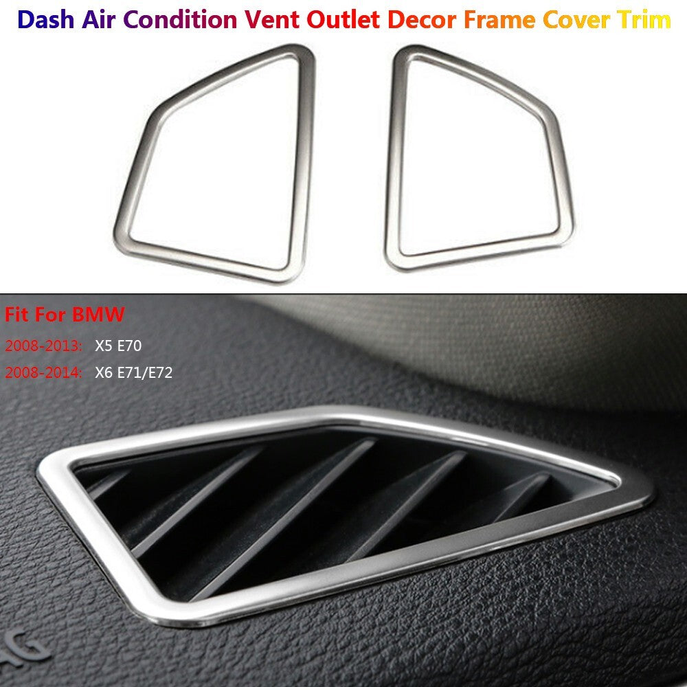Stainless for BMW X5 X6 E70 E71 Car Dashboard Side AC Air Vent Outlet Cover Trim