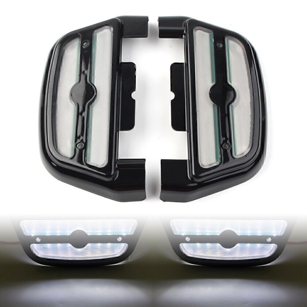 LED Light Passenger Footboard Floorboard Cover for Harley Touring Road King BLK