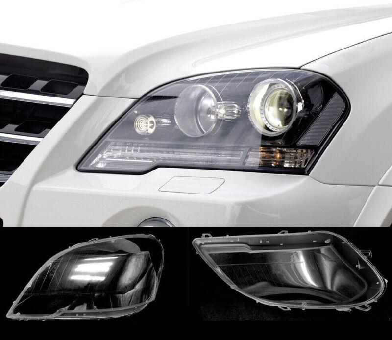 for Mercedes-Benz W164 ML ML350 W164 2009 -2011 Pair Headlight Lens Cover+ Glue