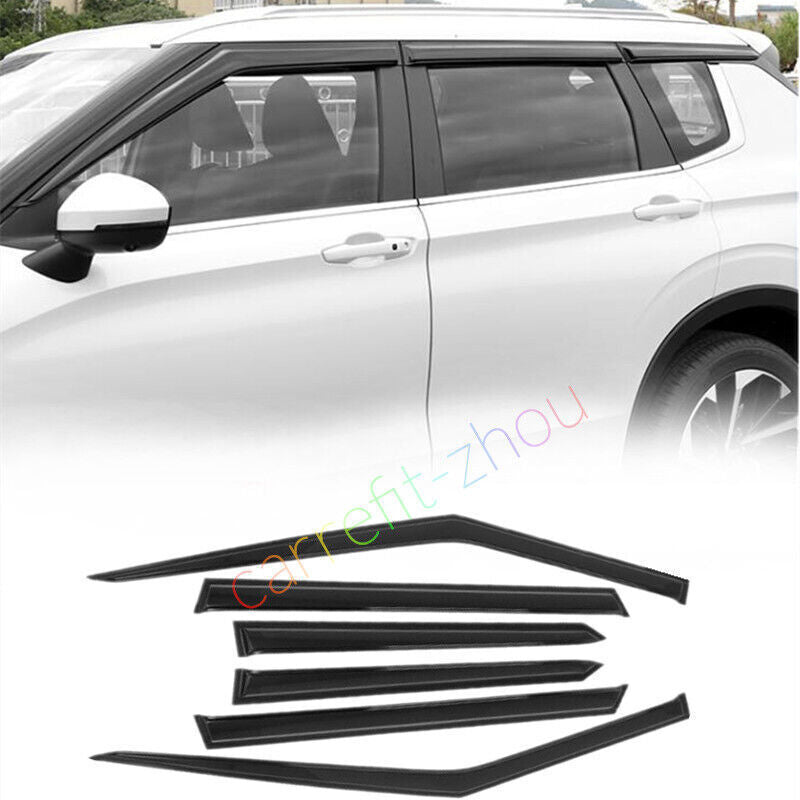 for Mitsubishi Outlander 2022-23 Black Window Visor Vent Sun Rain Wind Guard 6x